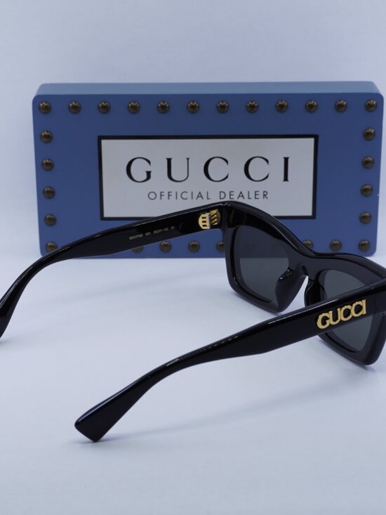 Exclusive Sale! Gucci GG1773S 001 Cat Eye Sunglasses - Black / Grey
